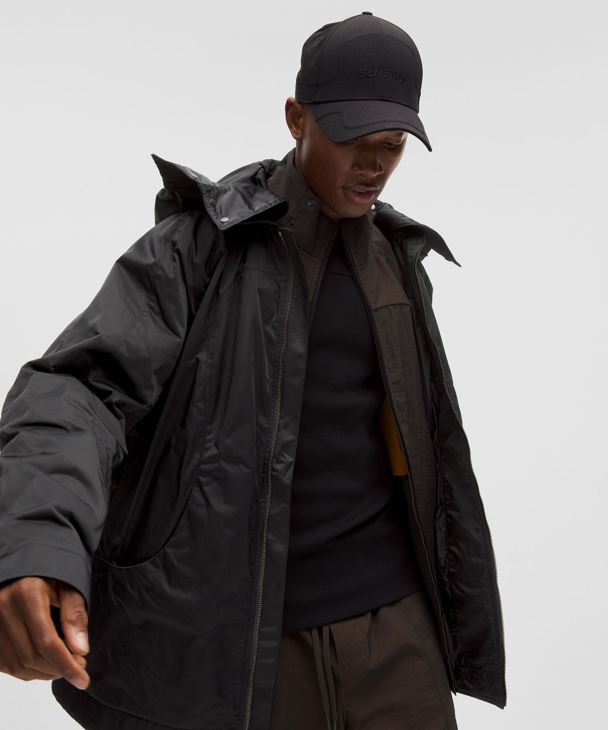 Taffeta Removable-Hood Collared JacketSLNSH Collection