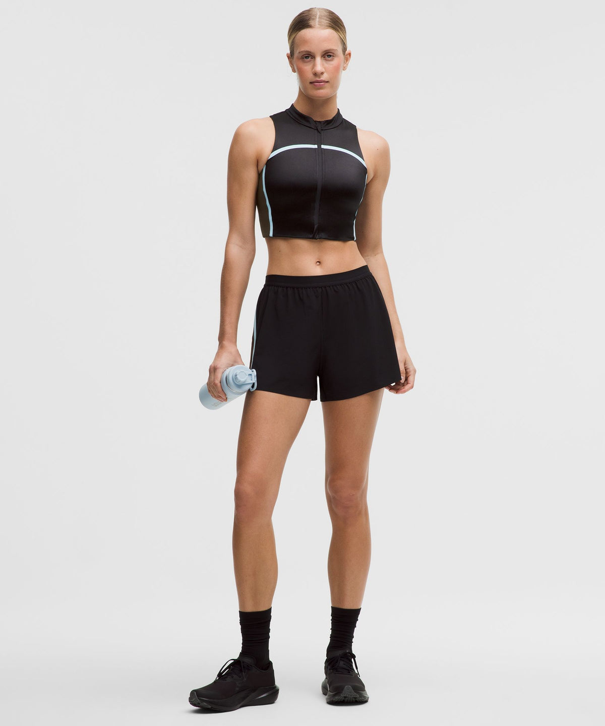 Satin Shine Full-Zip Tank Top Medium Support, B/C CupStripe