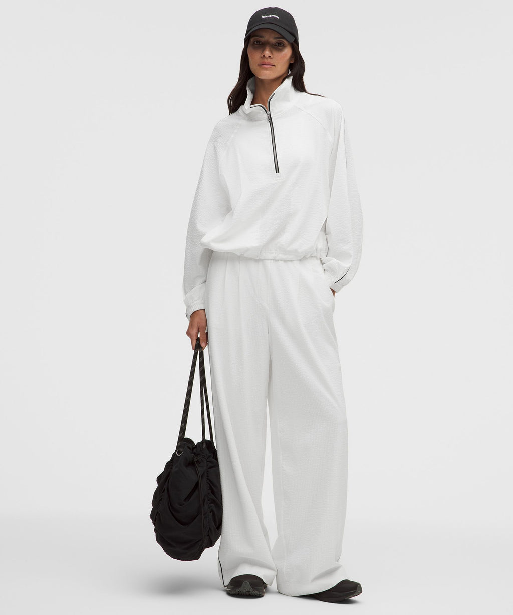 Seersucker WovenAir Funnel-Neck Half Zip