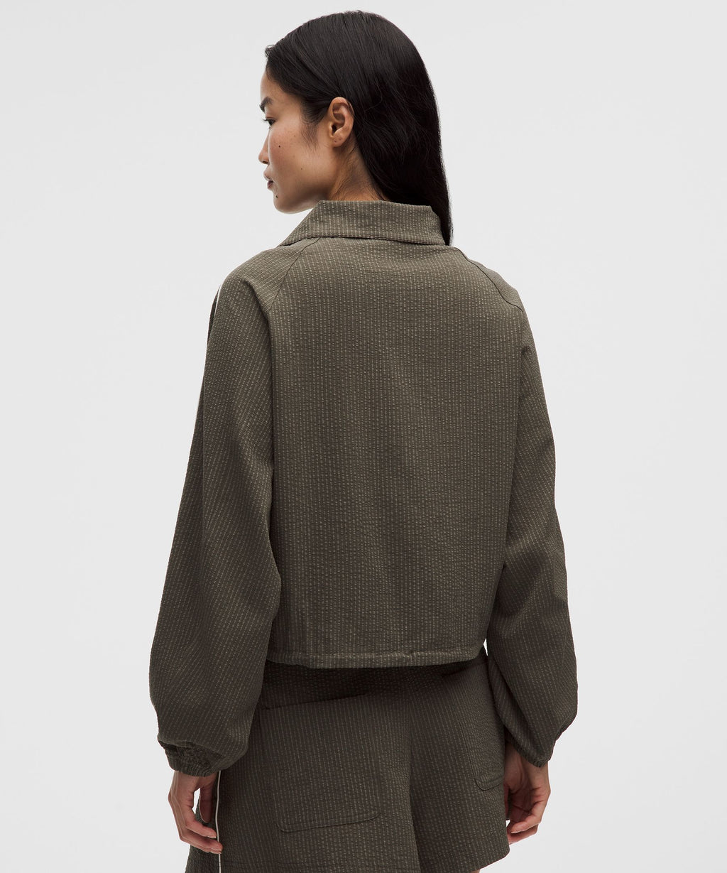 Seersucker WovenAir Funnel-Neck Half Zip
