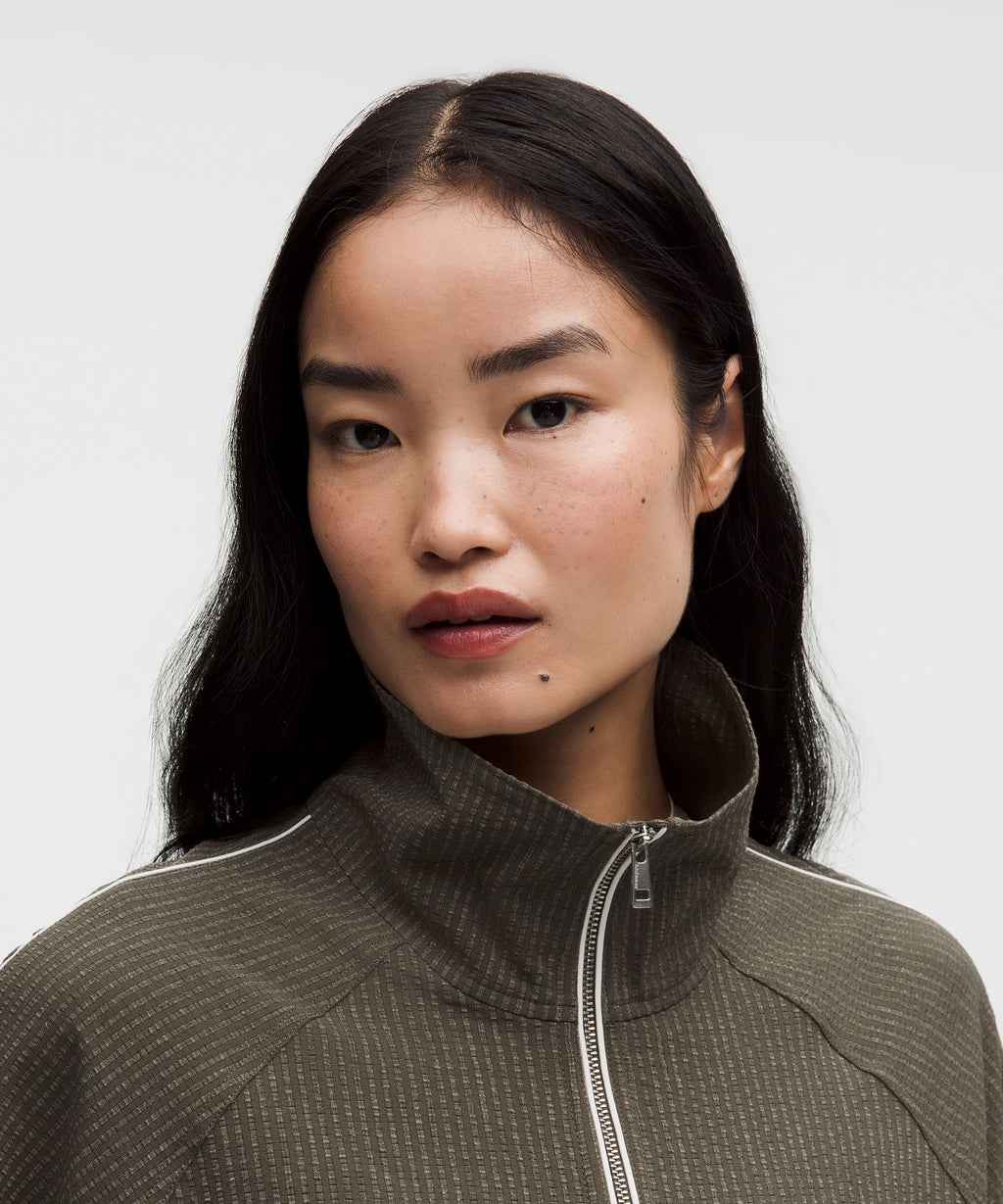 Seersucker WovenAir Funnel-Neck Half Zip
