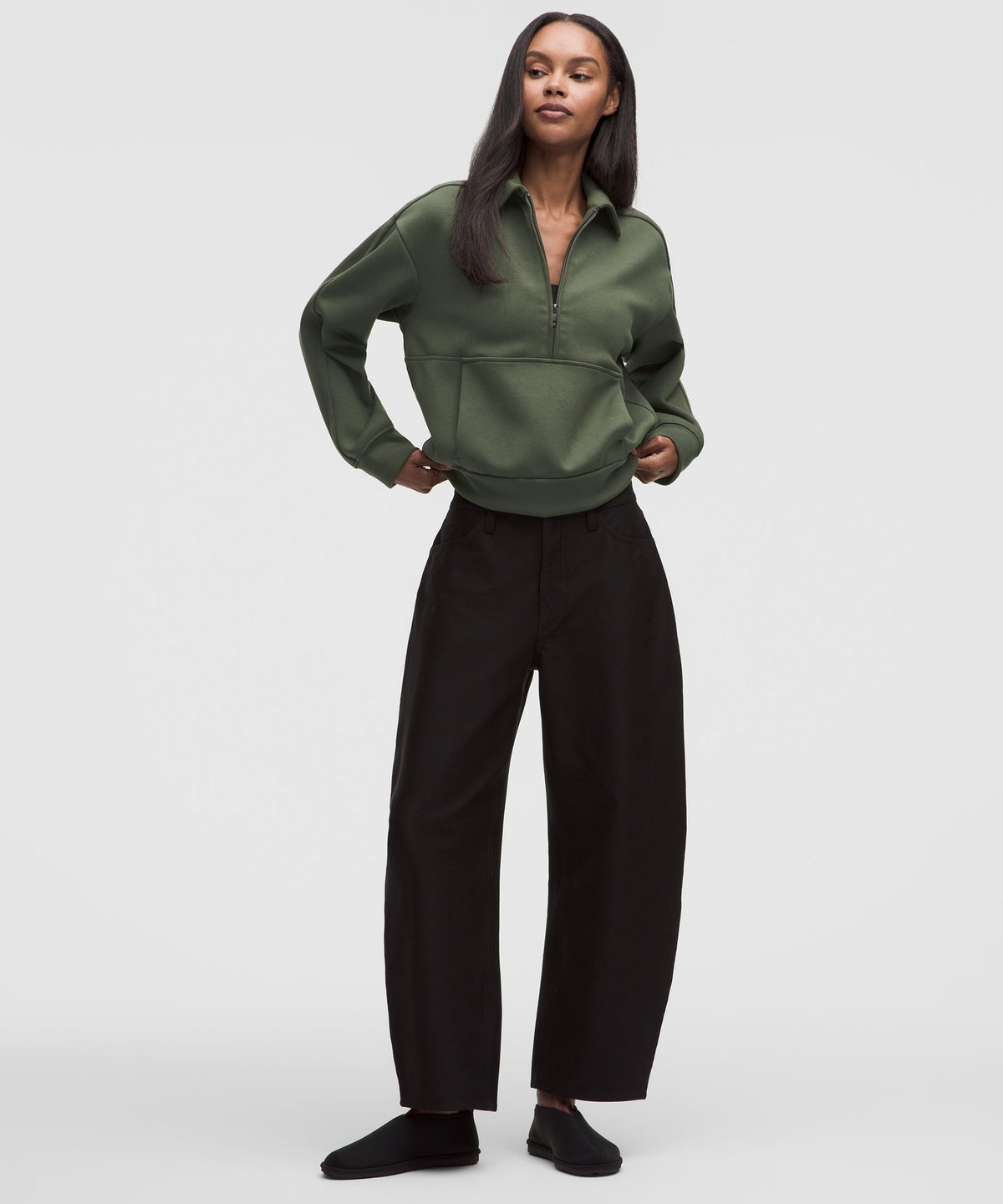 Smooth Spacer Relaxed Collared Half Zip
