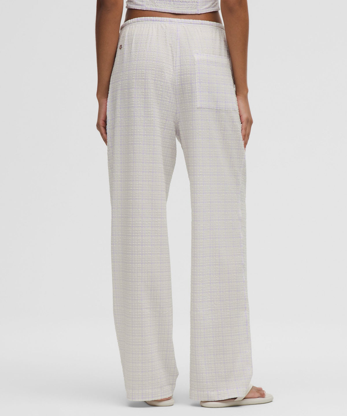 Seersucker Check Mid-Rise Pull-On Pant
