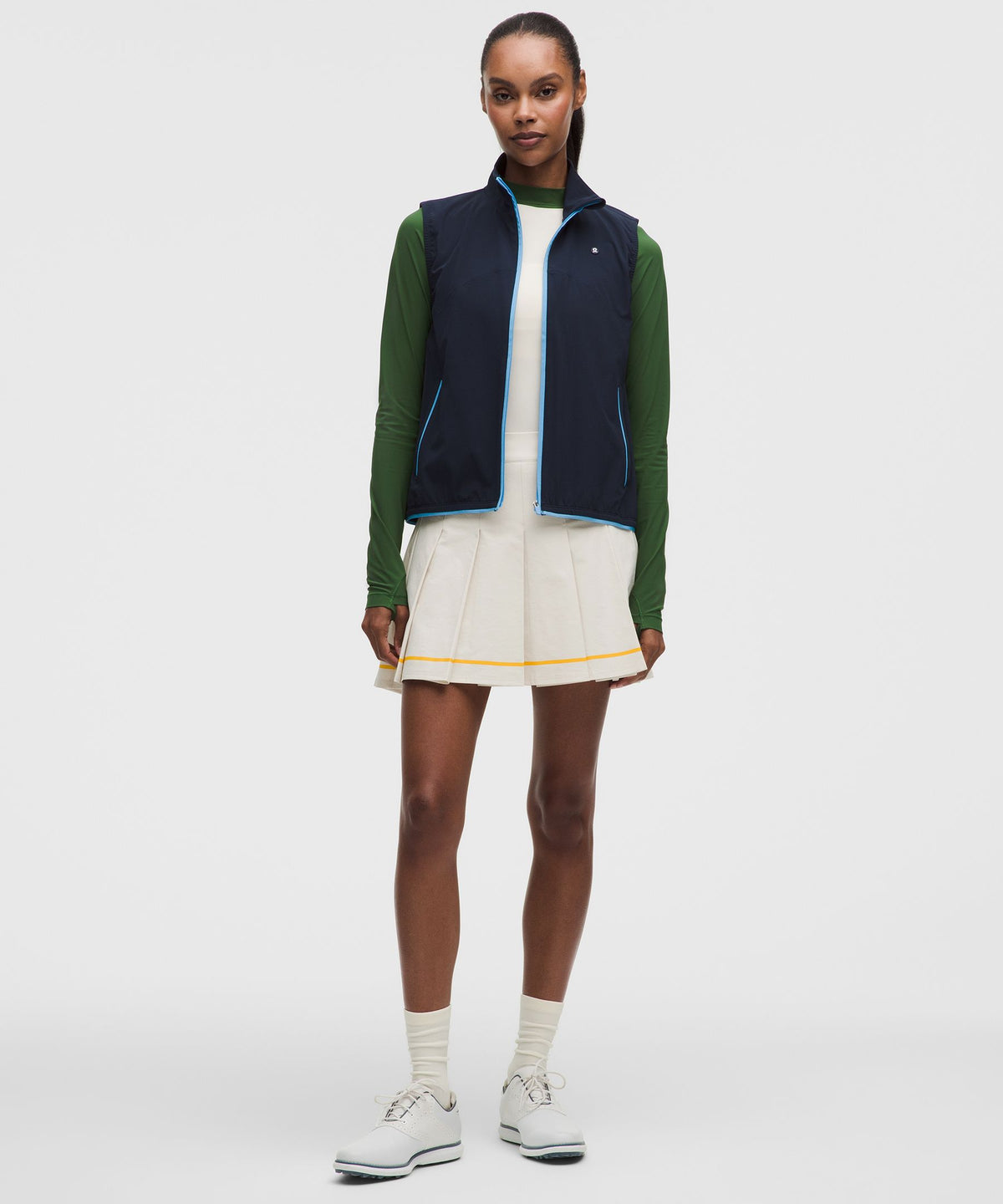 Box-Pleat High-Rise A-line Golf Skirt